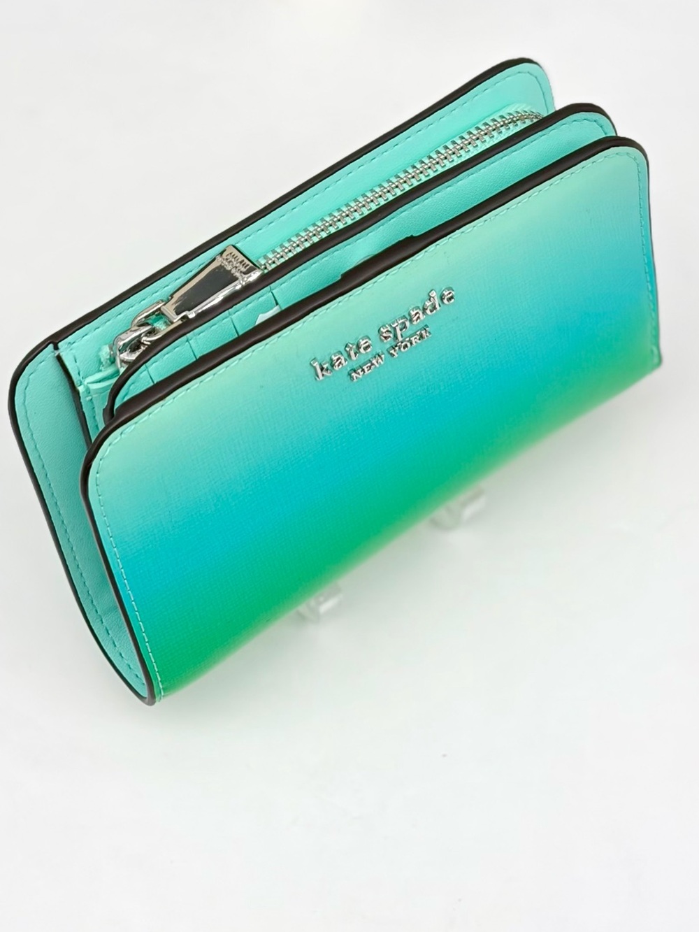 Kate Spade Morgan Ombré Compact Wallet in Mint Liqueur Multi NWT - Picture 9 of 13